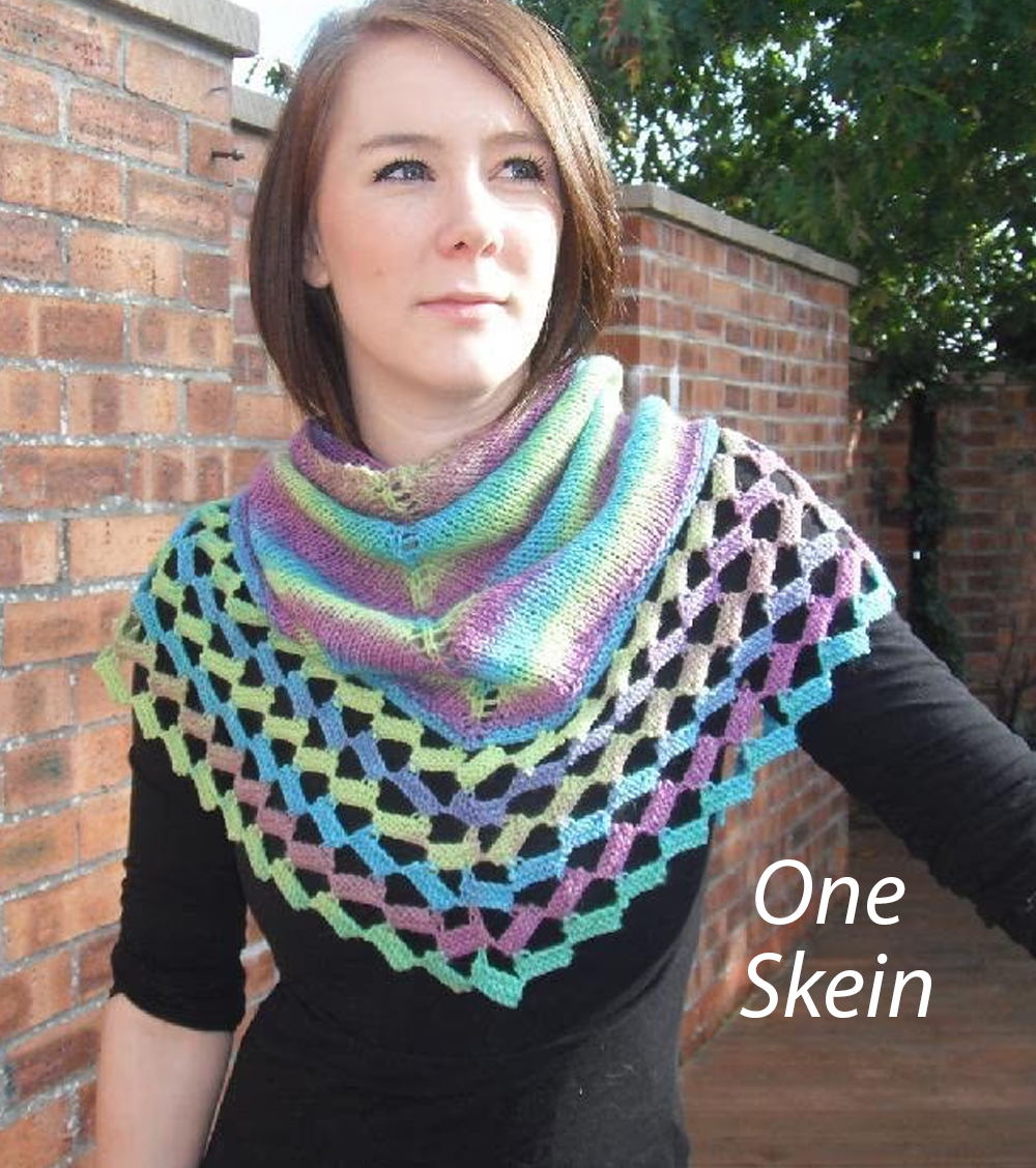One Skein Bricks and Mortar Triangular Shawl Knitting Pattern 