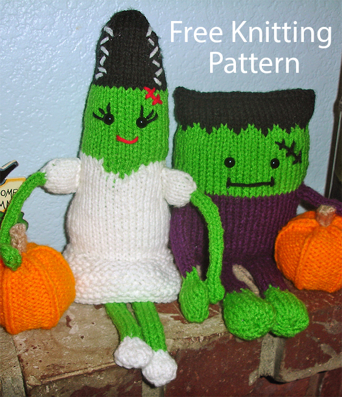 Free Frankenstein's Monster and Bride of Frankenstein Family Knitting Pattern