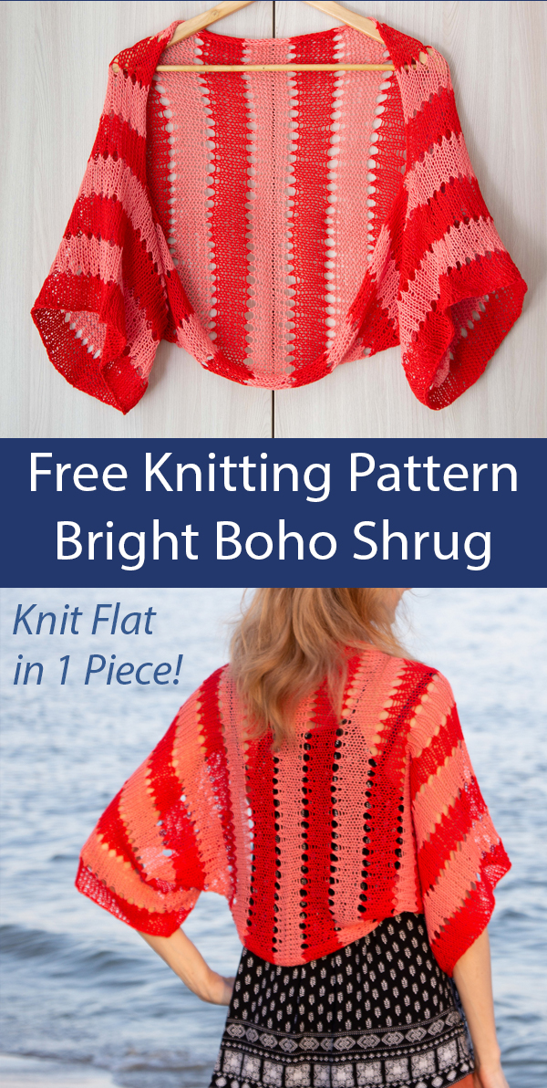 Bright Boho Shrug Knitting Pattern Knit Flat