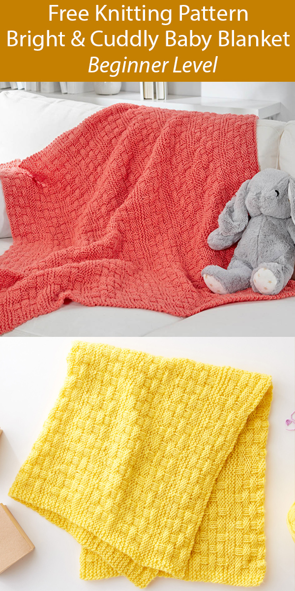 Free Knitting Pattern for Bright & Cuddly Baby Blanket for Beginners