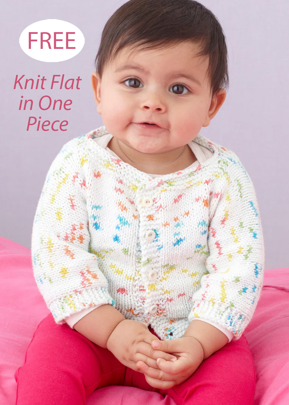 One-Piece Bright Spots Baby Cardigan Free Knitting Pattern