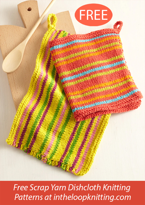 Free Bright Stripes Dishcloths  Knitting Pattern Scrap Yarn