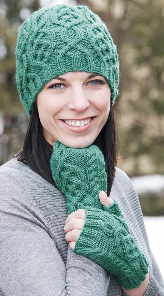 Free Knitting Pattern for Brigid Hat and Mitts Set