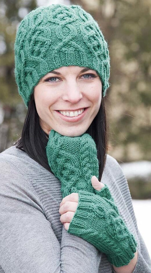 Cascade 128 Superwash Birch Creek Fingerless Mitts & Hat Pattern