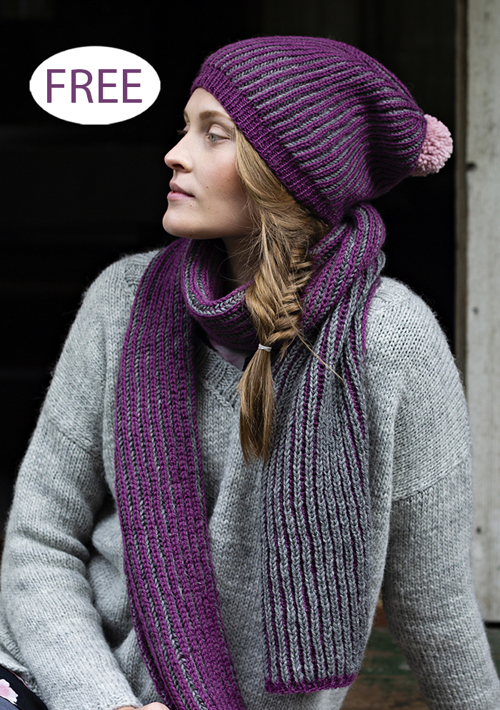 Free Brioche Hat and Scarf Knitting Pattern