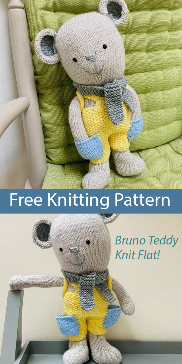Free Bruno Teddy Bear Knitting Pattern Knit Flat