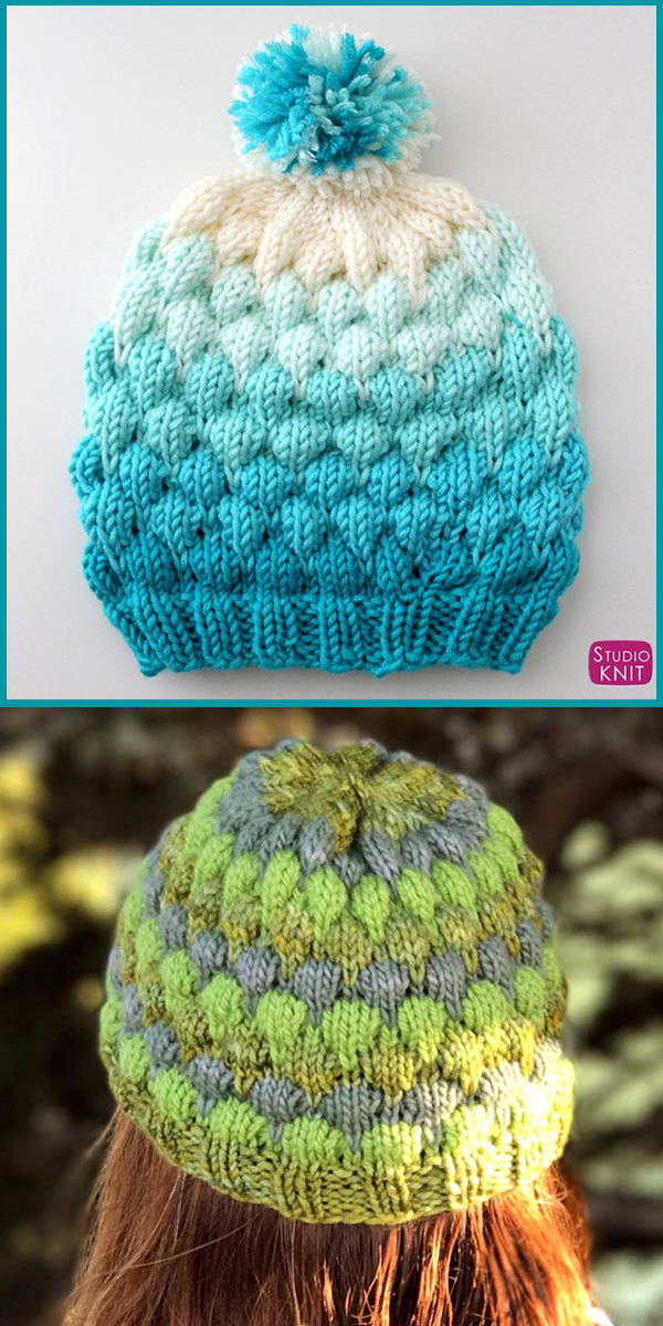 Knitting Pattern for Easy Bubble Beanie Hat
