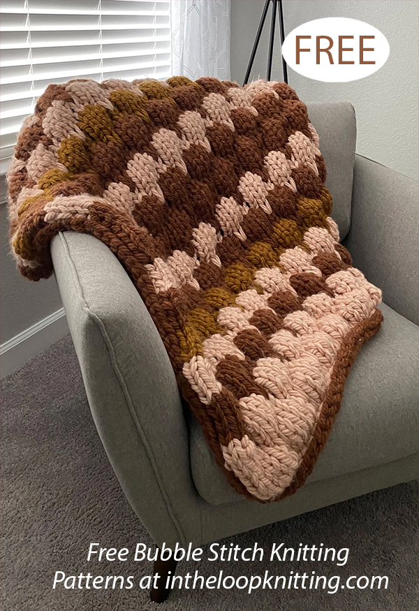 Bubble Trouble Throw Blanket Free Knitting Pattern