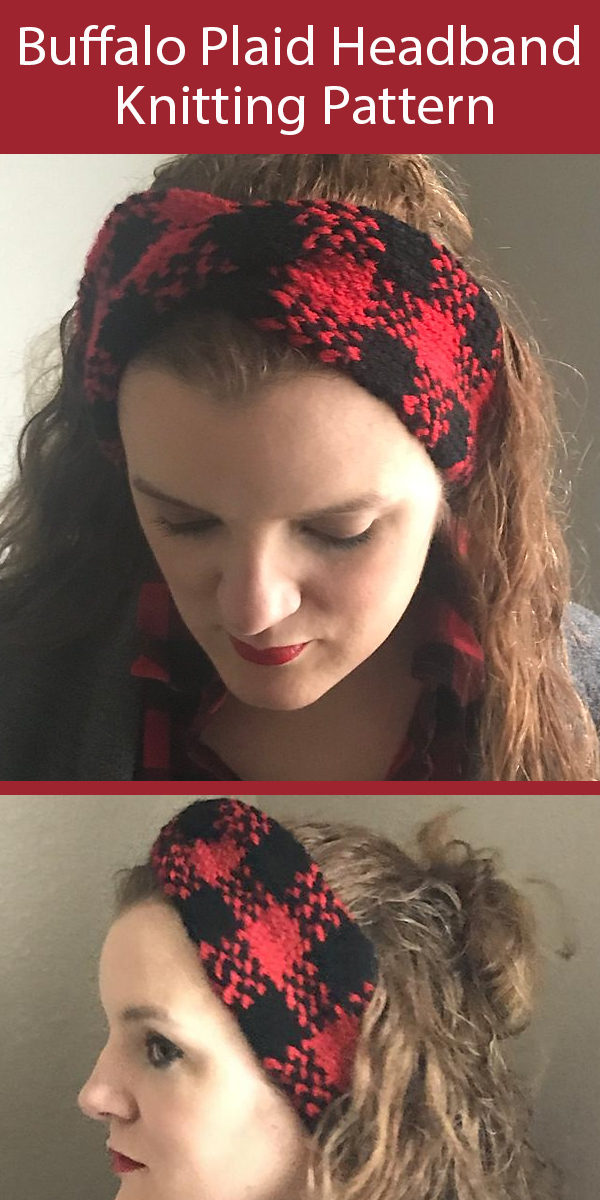 Knitting Pattern for Buffalo Plaid Earwarmer Headband