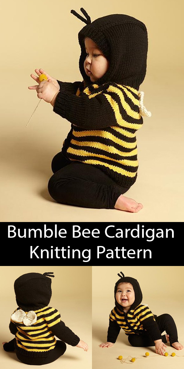 Bumble Bee Baby Cardigan  Knitting Pattern