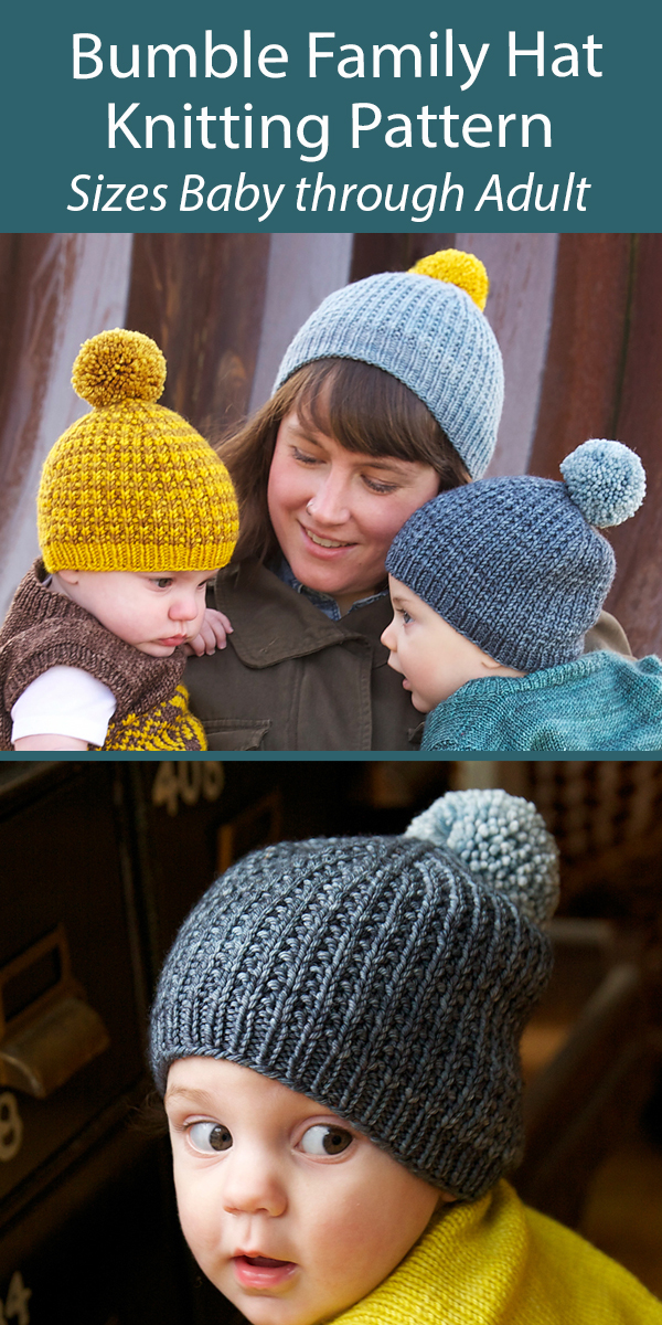 Hat Knitting Pattern Bumble Hat for the Whole Family