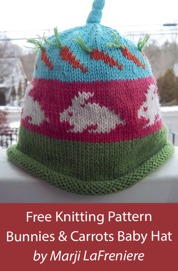 Bunnies & Carrots Baby Hat Free Knitting Pattern