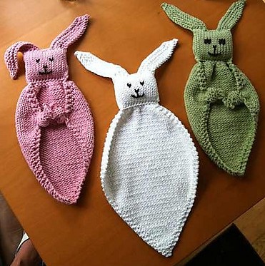 Free knitting pattern for Bunny Buddy Blanket lovey woobie