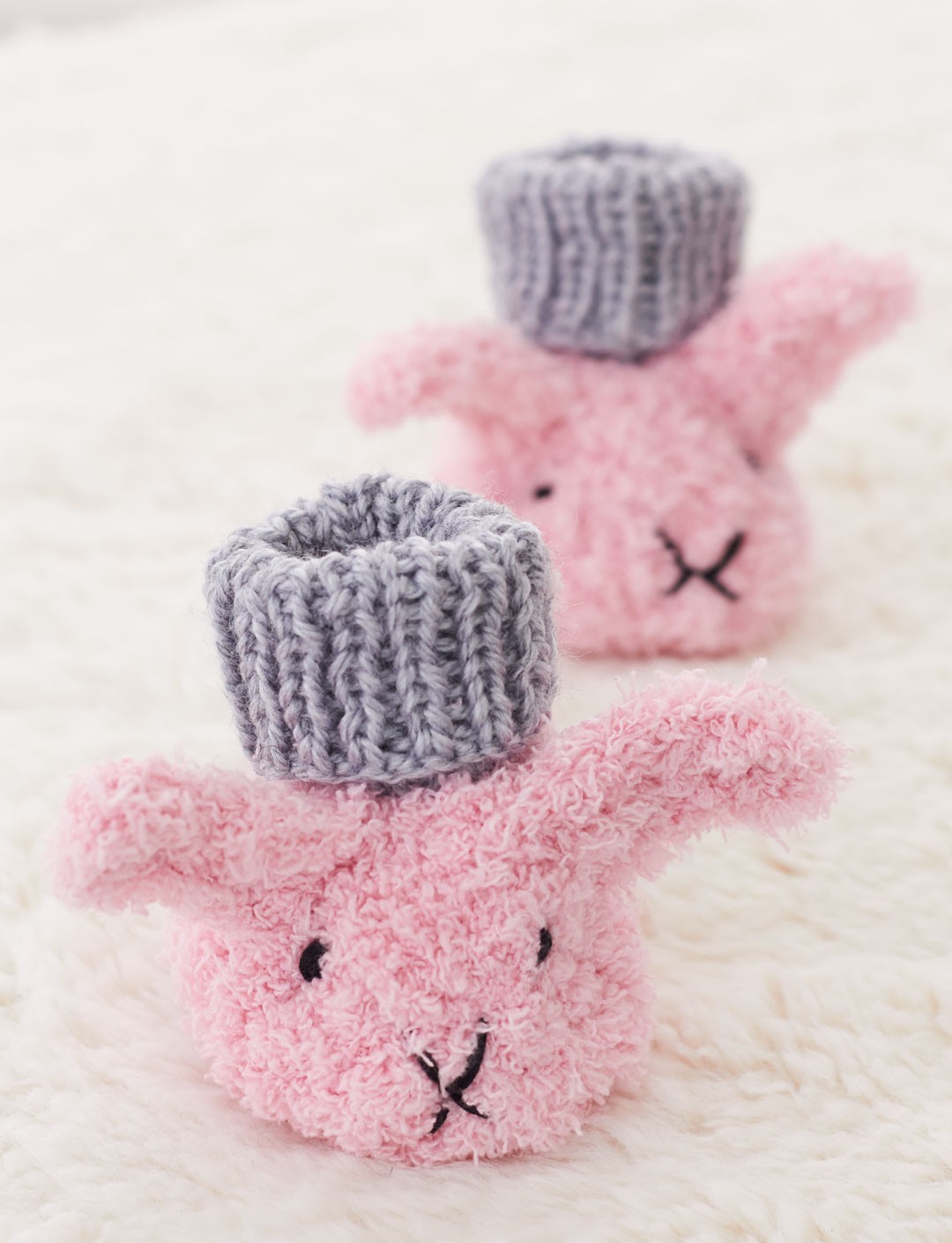 Free Knitting Pattern for Itty Bitty Fuzzy Wuzzy Bunny Booties
