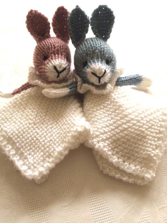 Free knitting pattern for Bunny Cuddly Blankie lovey