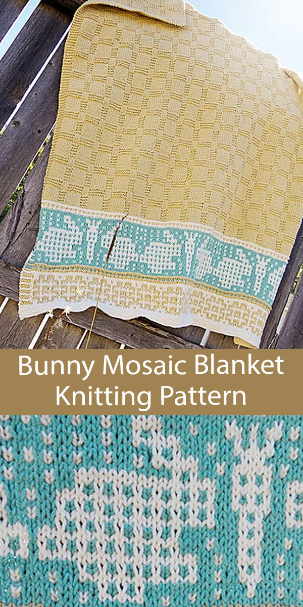 Baby Blanket Knitting Pattern My Bunny Garden Mosaic Blanket