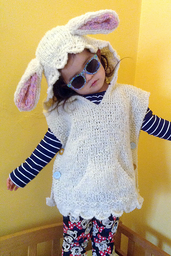 Free Knitting Pattern for Cheeky Rabbit Poncho