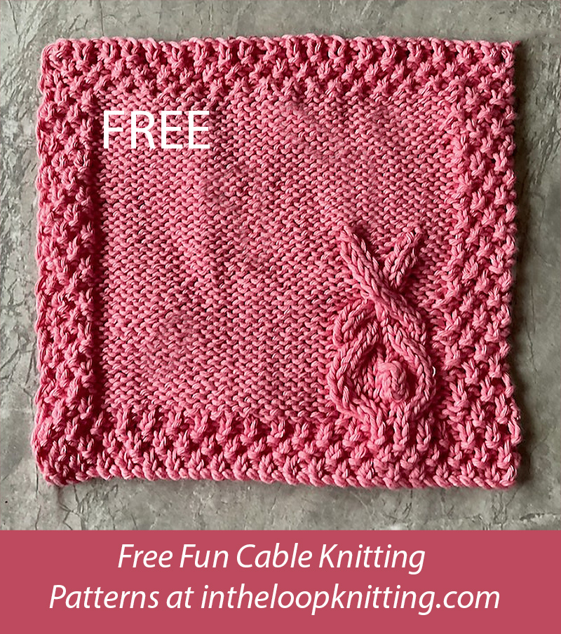 Free Bunny Rabbit Cable Washcloth Knitting Pattern