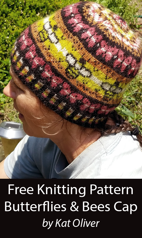 Butterflies and Bees Hat Free Knitting Pattern