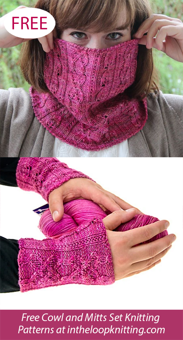 Free Butterflies and Leaves Cowl and Wristwarmers Knitting Pattern
