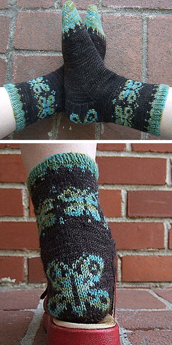Free Knitting Pattern for Butterfly Sock