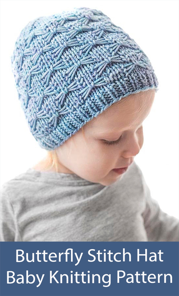 Baby Hat Knitting Pattern Butterfly Stitch Hat