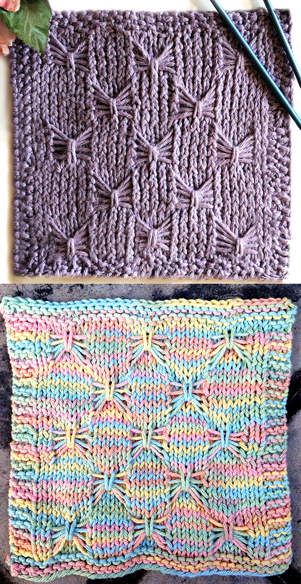 Free Knitting Pattern for Butterfly Wash Cloth