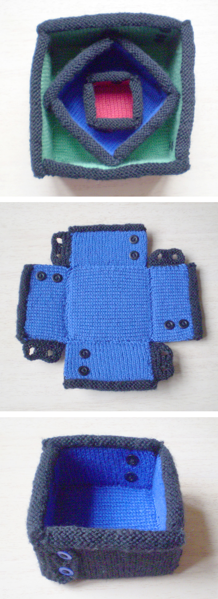 Free Knitting Pattern for Button Up Boxes