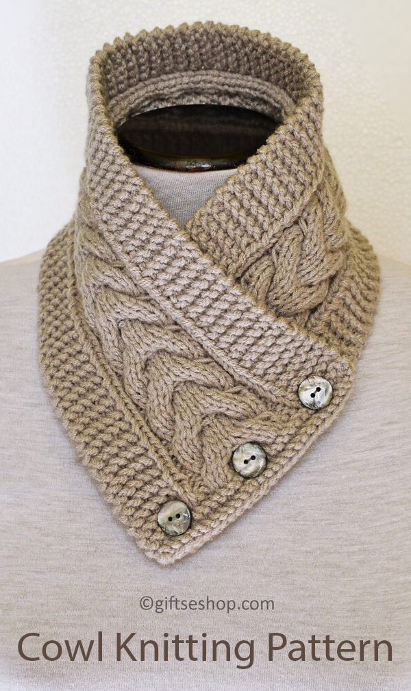 Cowl Knitting Pattern Button Cowl Scarf