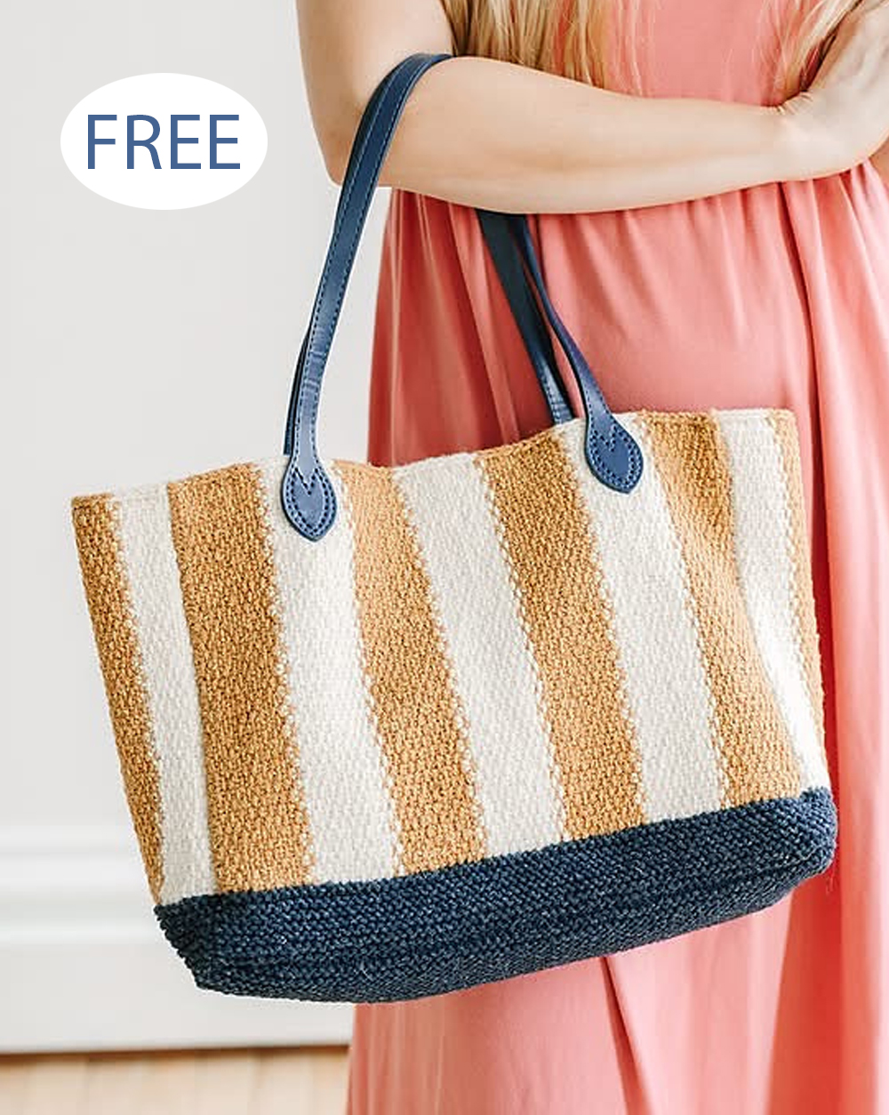 Free Cabana Stripe Tote Bag Knitting Pattern 