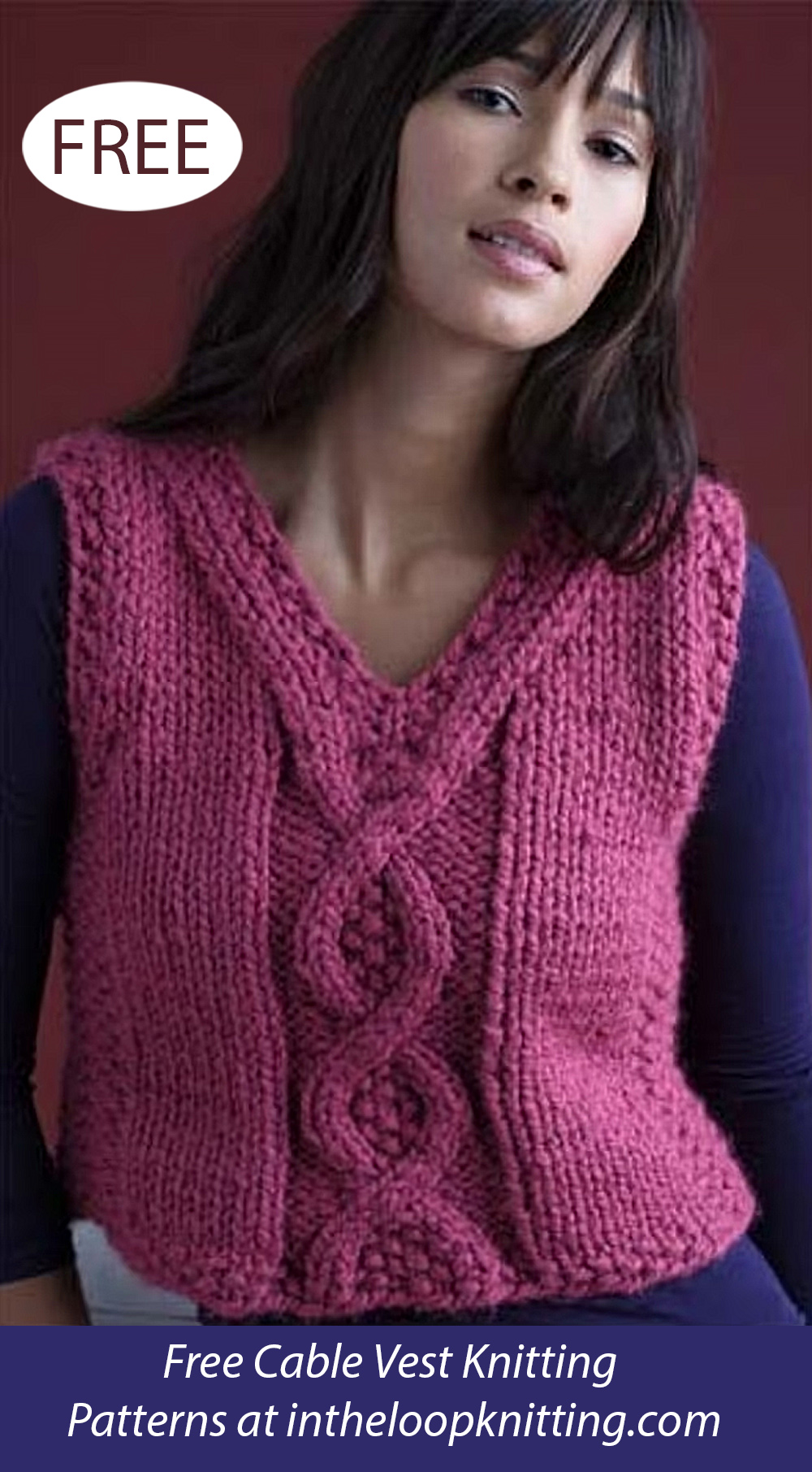 Free Cable Accent Vest Knitting Pattern