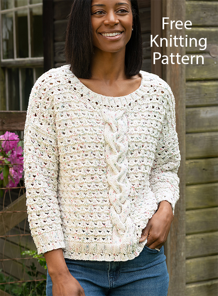 Free Cable and Eyelet Pullover Knitting Pattern