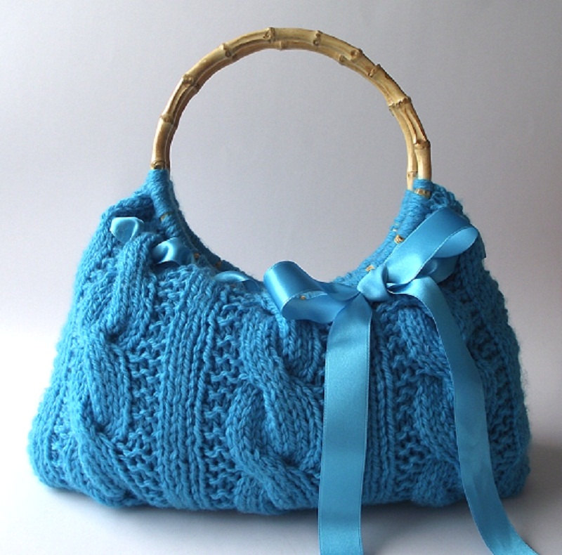 Knitting Pattern for Cable Handbag With Ribbon