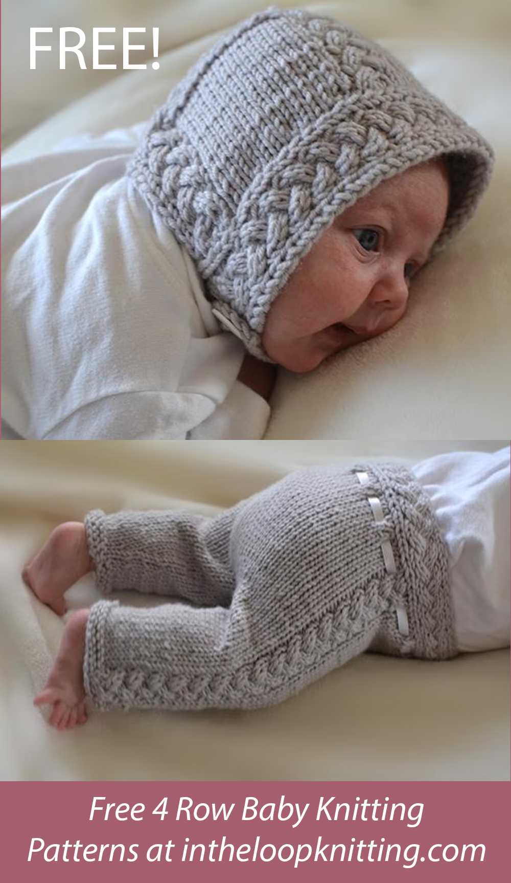 Free Baby Knitting Pattern Cable Baby Bonnet and Pants