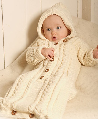 Free knitting pattern for cabled bunting bag sleep sack