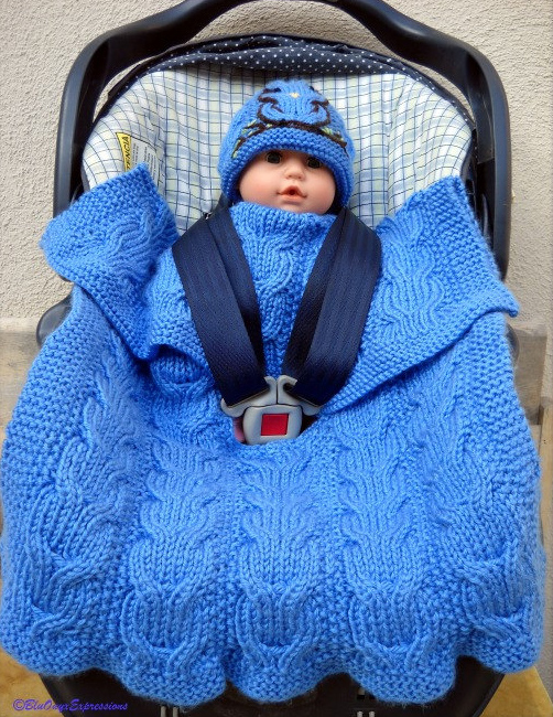 Knitting Pattern Reversible Cable Carseat Baby Blanket