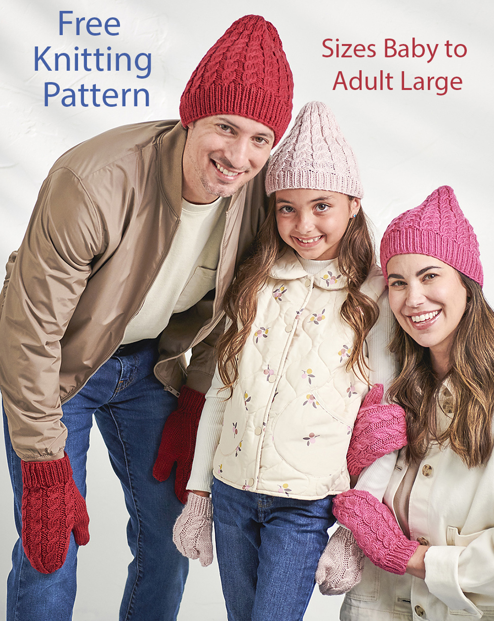 Free Cable Crew Family Set Knitting Pattern 