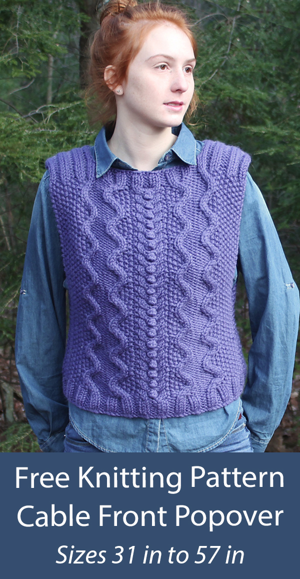 Free Knitting Pattern Vest Top Cable Front Popover