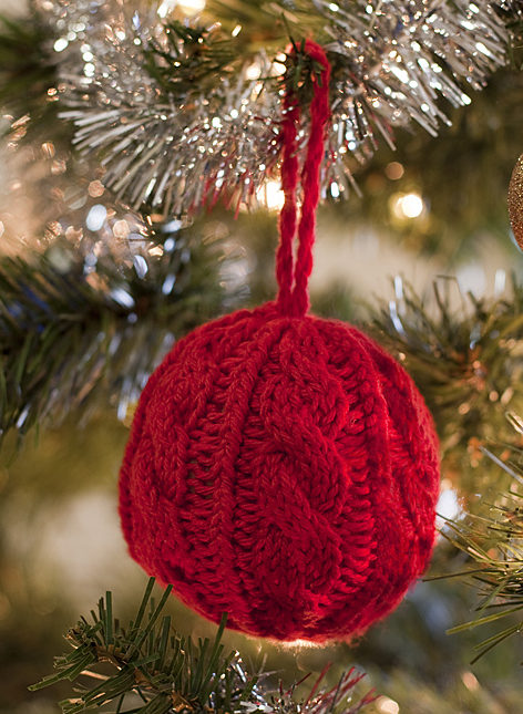 Free Knitting Pattern for Cable Globe Ornament