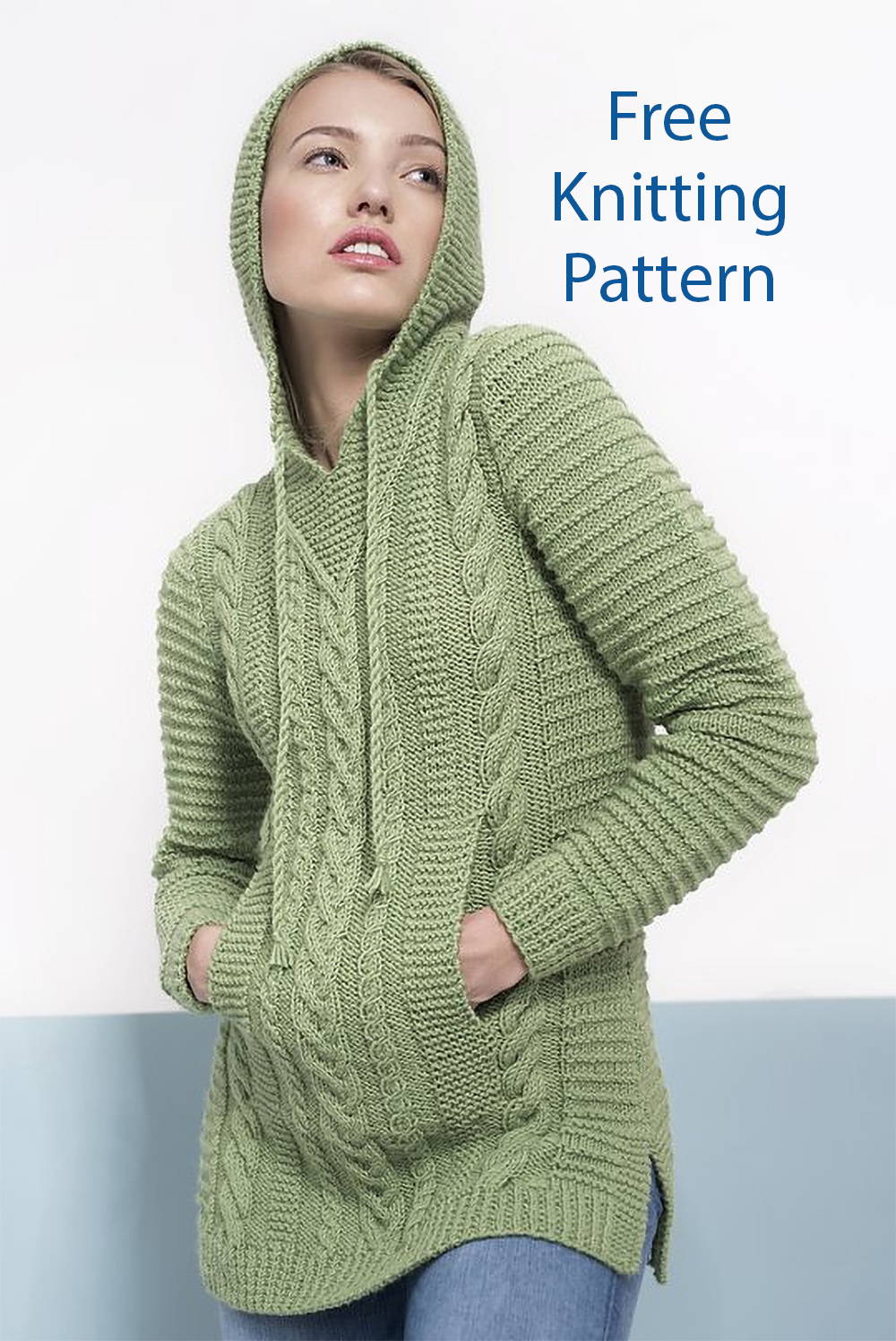 Free Cable Hoodie Hooded Cardigan Knitting Pattern