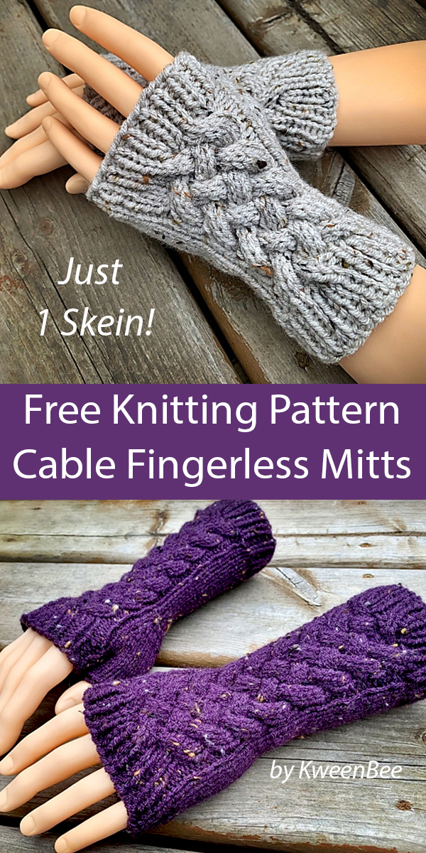 Free Cable Fingerless Gloves Knitting Pattern