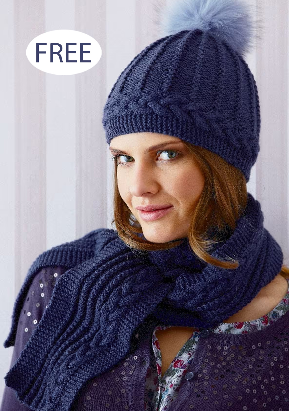 Free Cable Scarf and Hat Knitting Pattern