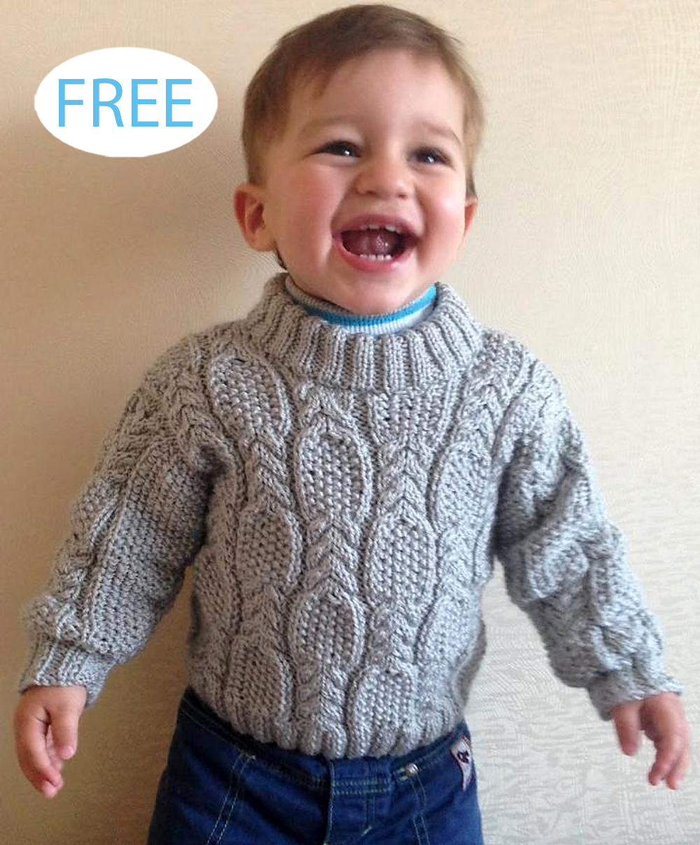 Free Cable and Seed Stitch Baby Sweater Knitting Pattern