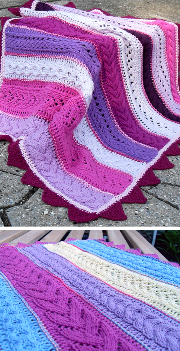 Free Knitting Pattern for Cabled Baby Blanket