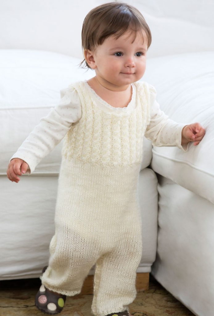 Free knitting pattern for Cabled Baby Overalls