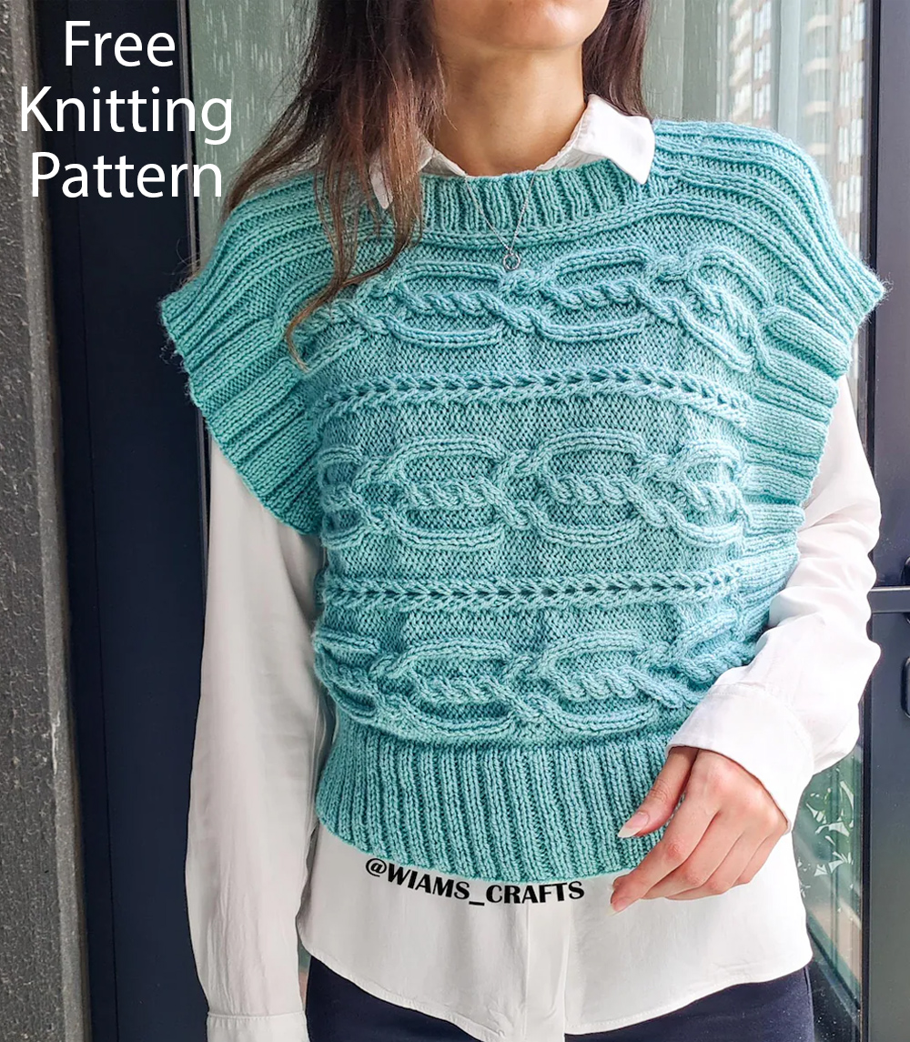 Free Cabled Comfort Vest Top Knitting Pattern