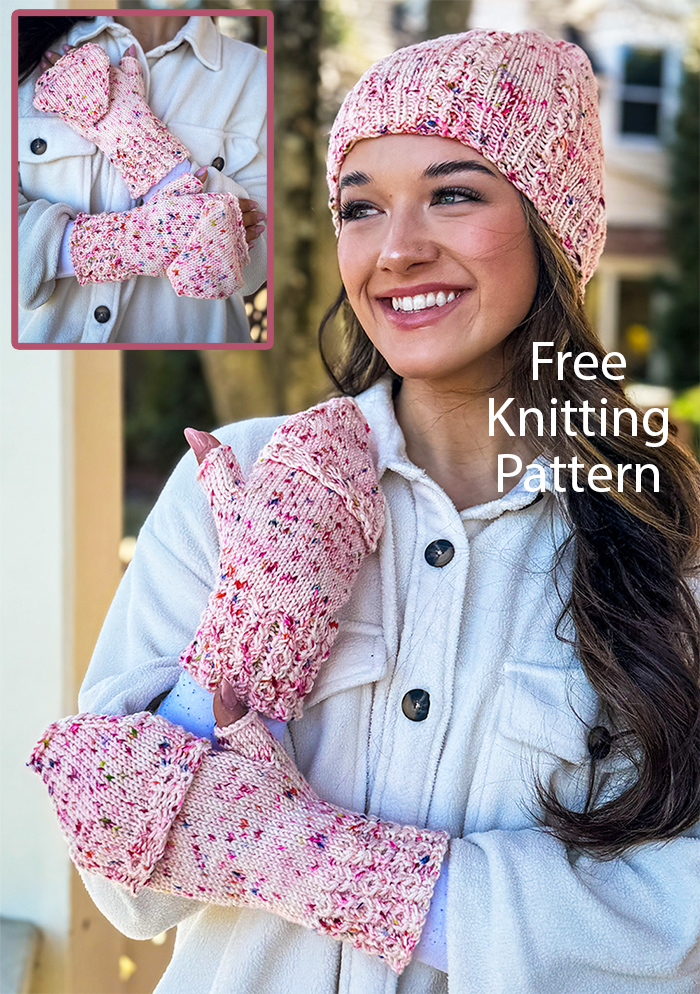 Free Knitting Pattern Cabled Hat and Flip Mitts Set