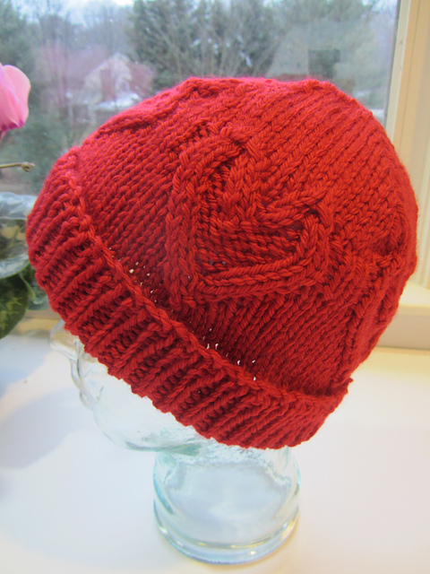 Free knitting pattern for Cabled Heart Hat