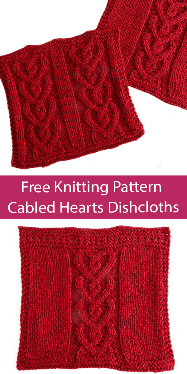 Free Dishcloth Knitting Pattern Cabled Hearts Dishcloths