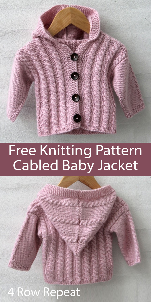 Free Baby Cardigan Knitting Pattern Cabled Baby Jacket With Hood 